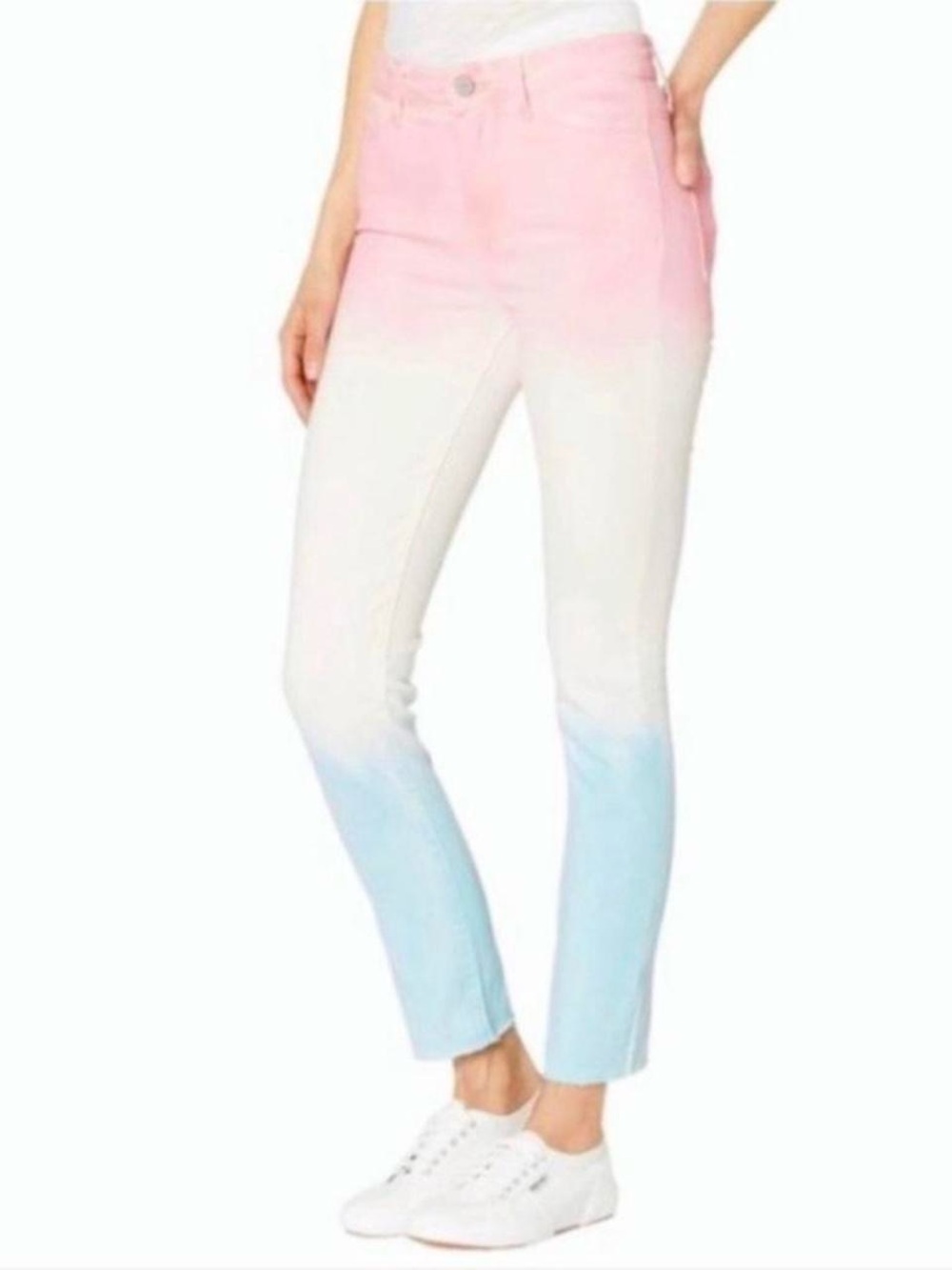 PAIGE Hoxton Slim Ombre Jeans Size 27 Pink White Blue